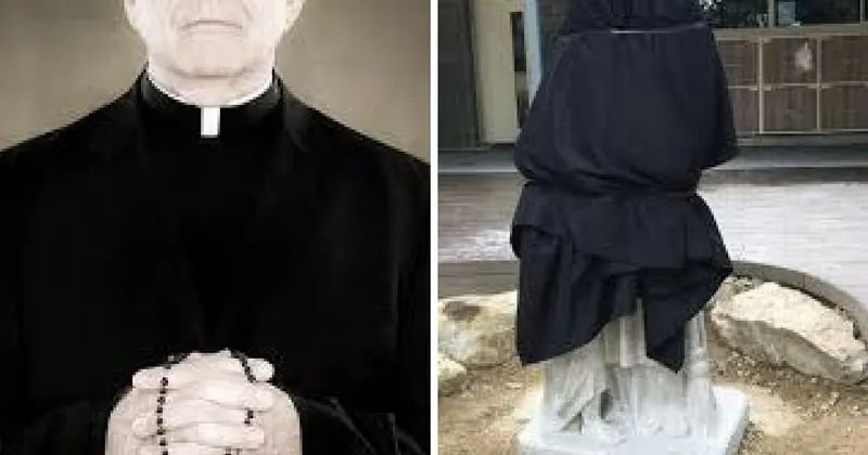 Catholic School Immediately Covers Up Statue When They Realize What They’ve Done